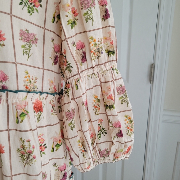 Anna Cate Vintage Stamp Emily Floral Maxi Dress Linen Cotton Size M - Picture 10 of 15